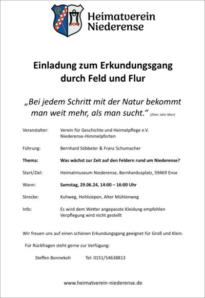 Einladung zum Erkundungsgang durch Feld und Flur
